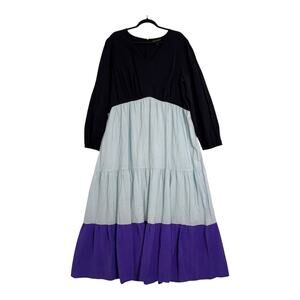 Lane Bryant Womens Plus Sz 22 Colorblock Tiered Maxi Dress Boho Lightweight‎
